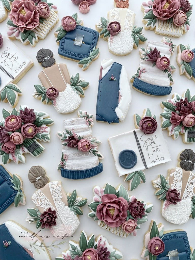 succulent wedding cookies Wedding Themed Cookie Decorating and Royal Icing Florals Class