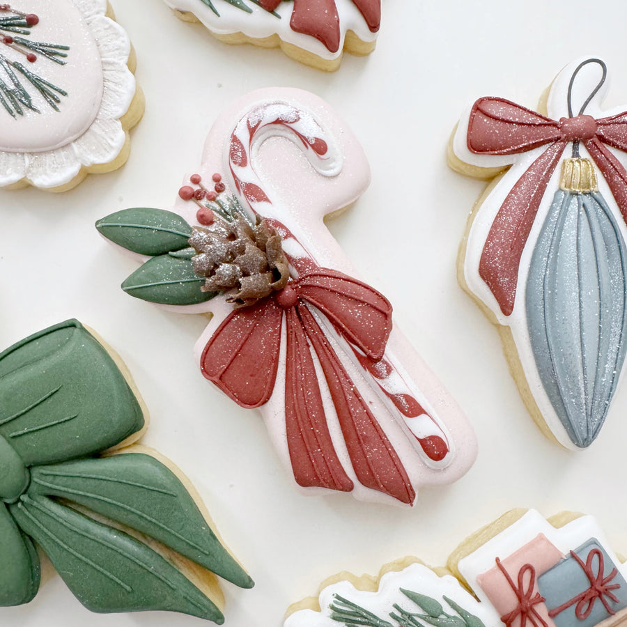 Bowed Candy Cane with Greenery Cookie Cutter STL File for 3D Printing