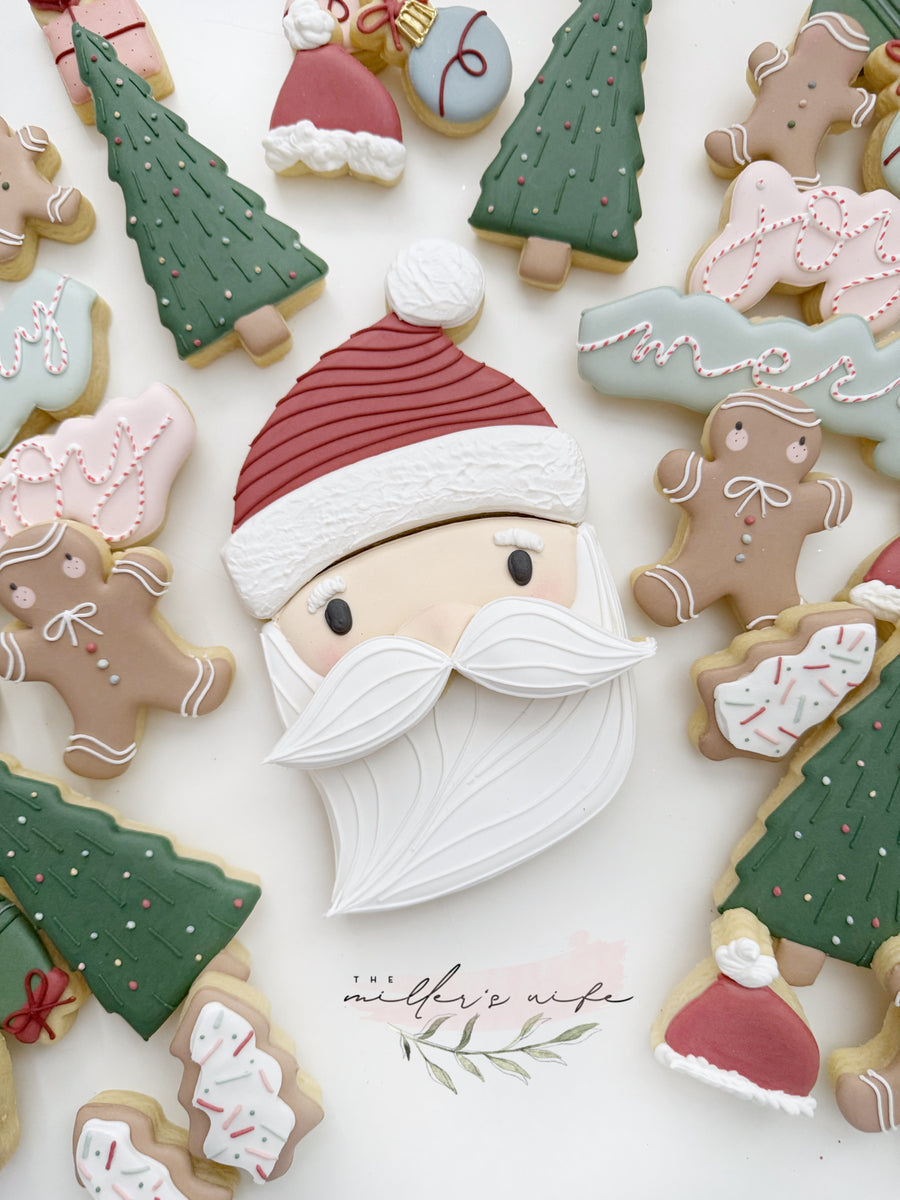 Santa Face Platter Cookie Cutter STL File Set for 3D Printing